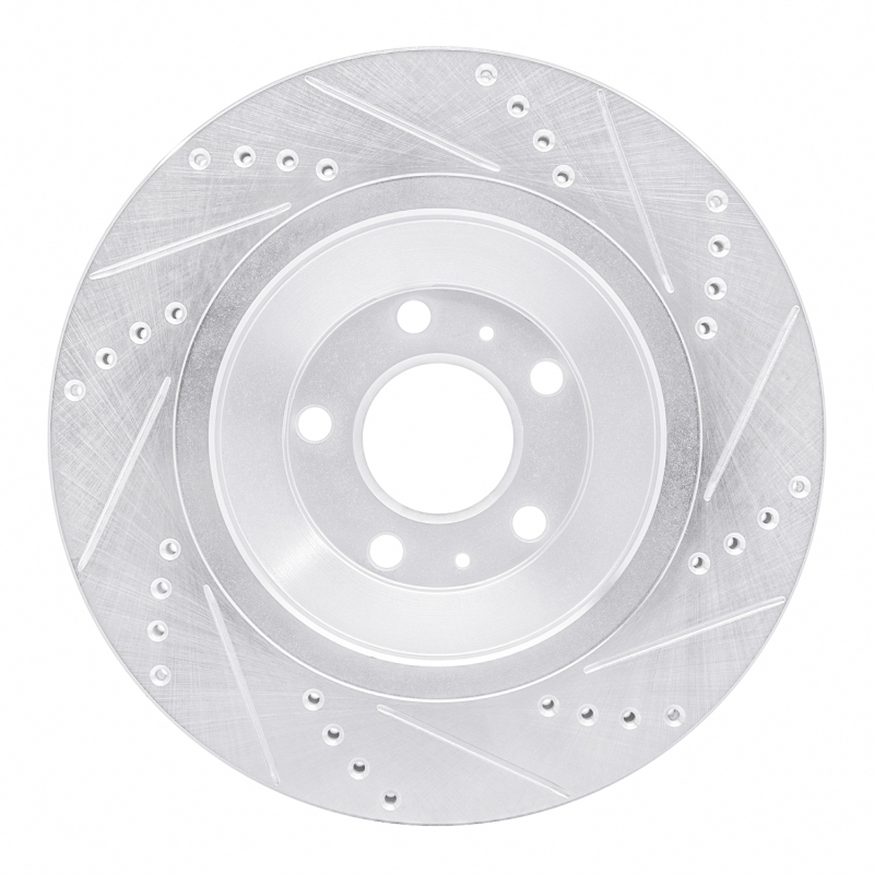 Audi A8 Brake Rotor (1) - Rear Left - R1 Concepts - Drilled & Slotted - Silver - `04-`18